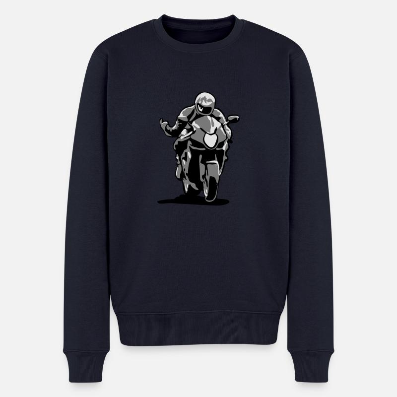 Motorrad rennen - Männer Premium Bio Pullover - Navy