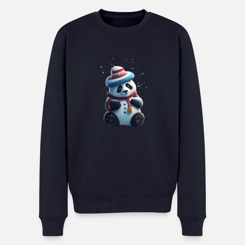 Winterpanda - Männer Premium Bio Pullover - Navy