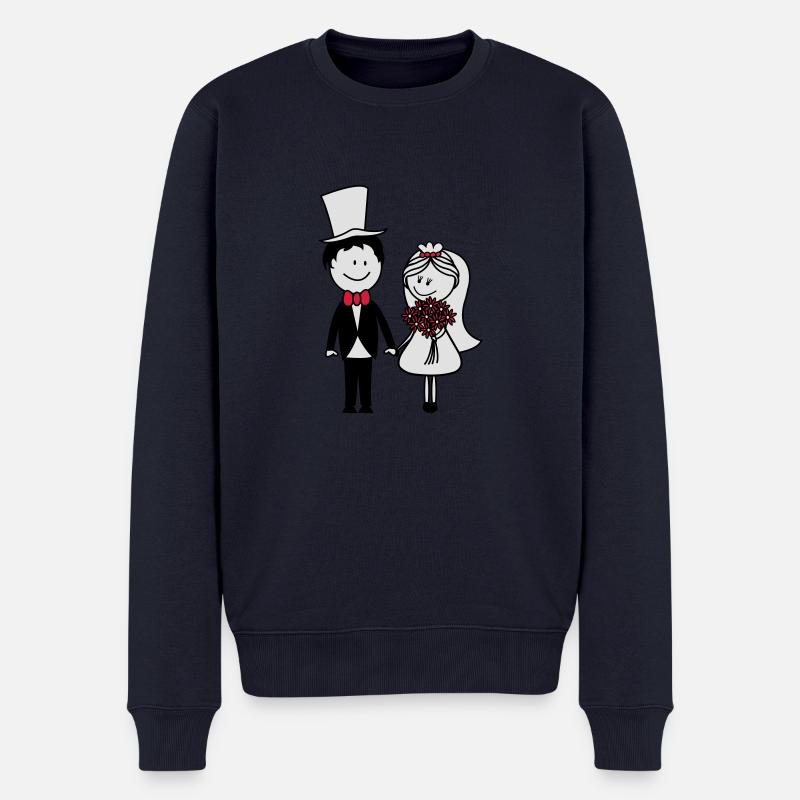hochzeit - Männer Premium Bio Pullover - Navy