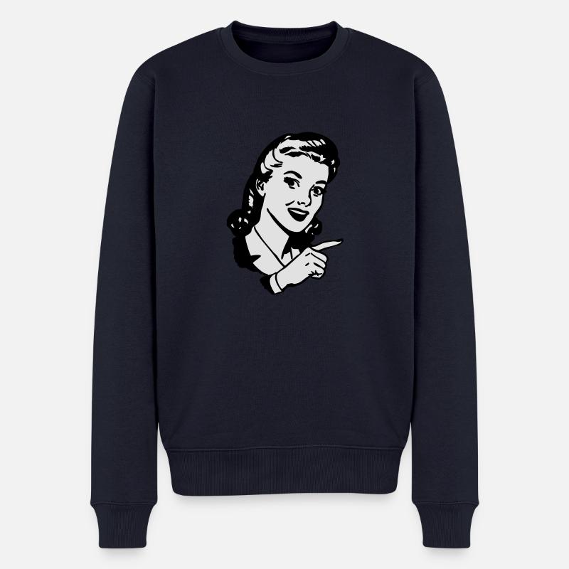 Frau Retro - Männer Premium Bio Pullover - Navy