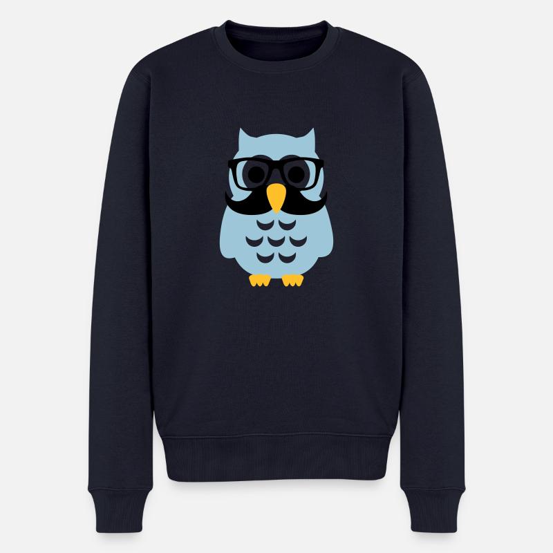 Eule - Männer Premium Bio Pullover - Navy