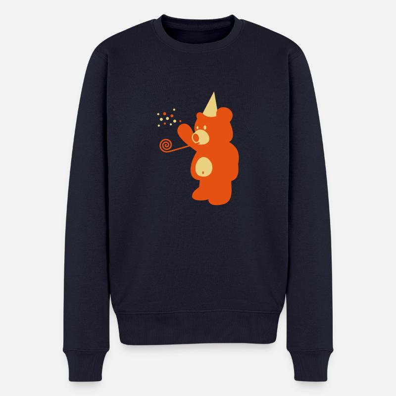 Party Bär wirft Konfetti | www.spassprediger.de - Männer Premium Bio Pullover - Navy