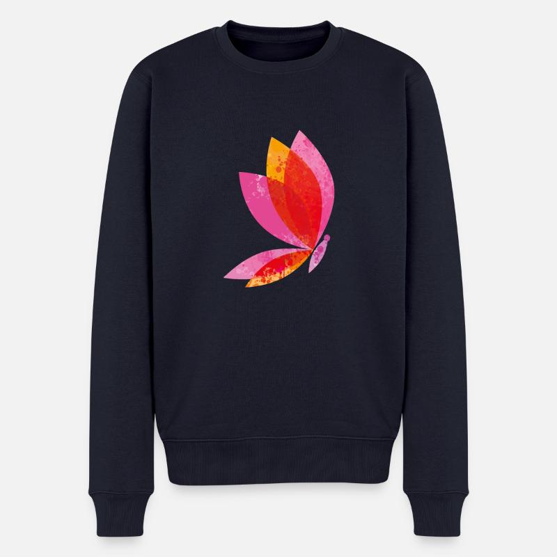 Butterfly - Schmetterling - Männer Premium Bio Pullover - Navy
