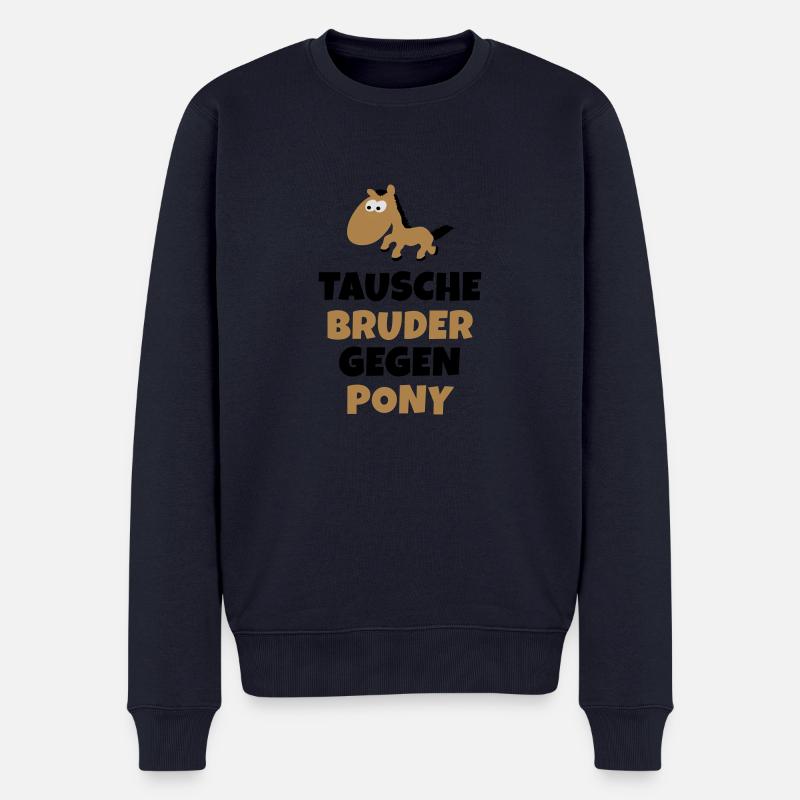 Tausche Bruder gegen Pony - Männer Premium Bio Pullover - Navy