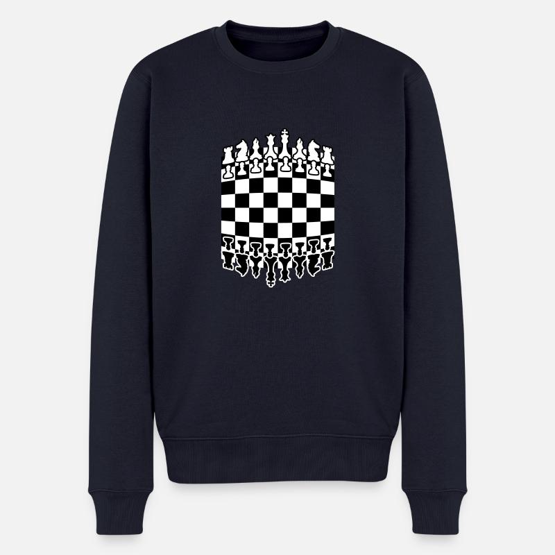 Schachbrett Muster Design - Männer Premium Bio Pullover - Navy