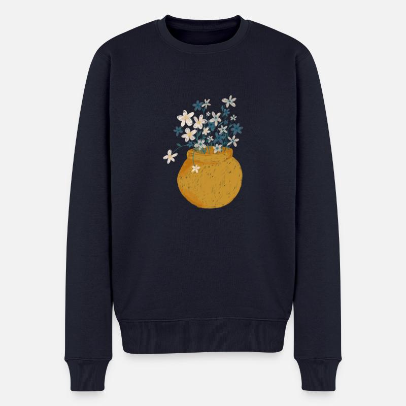 Blume - Männer Premium Bio Pullover - Navy