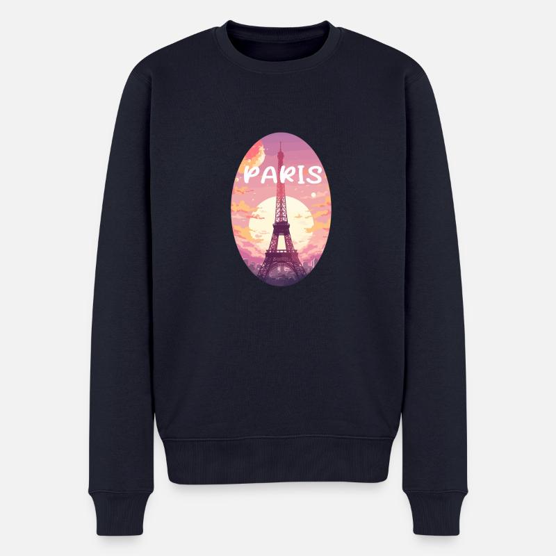 Pastellrosa Paris - Männer Premium Bio Pullover - Navy