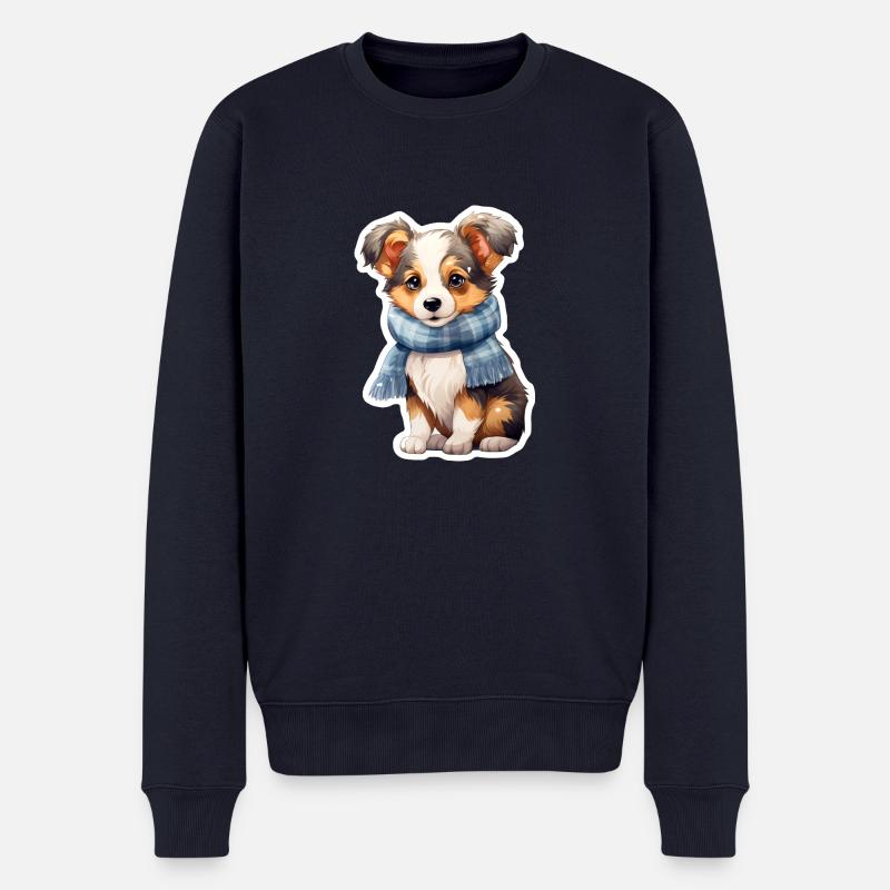 Pfoten im Schnee - Männer Premium Bio Pullover - Navy
