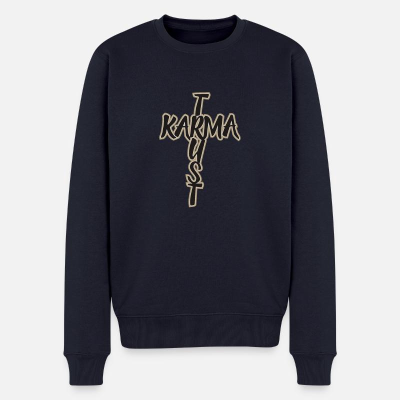 Karma-Vertrauen - Männer Premium Bio Pullover - Navy