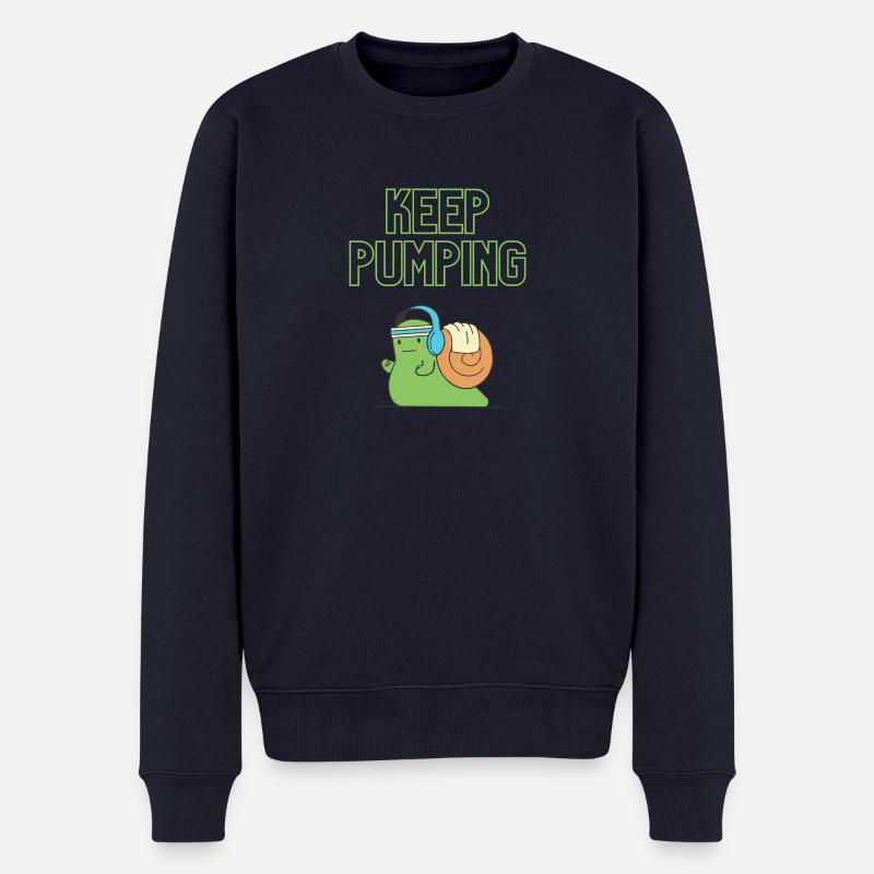 "Keep Pumping" - Schnecken-Design - Männer Premium Bio Pullover - Navy