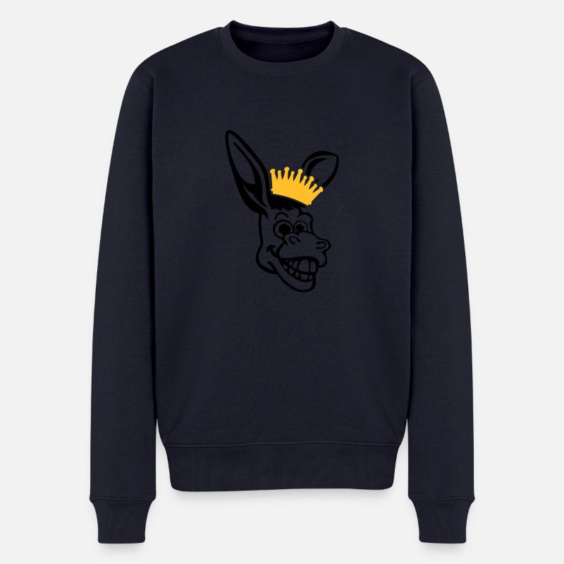 donkey_face_pe2 - Männer Premium Bio Pullover - Navy