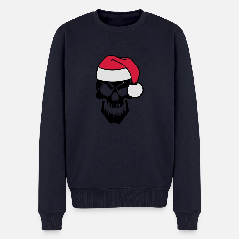 skull christmas - Männer Premium Bio Pullover - Navy