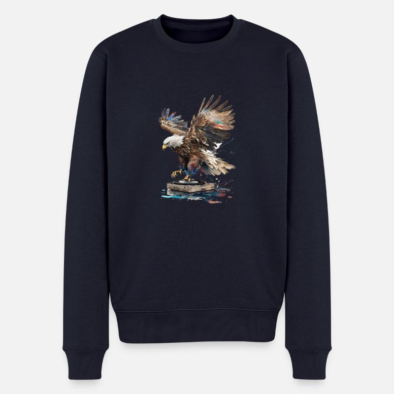 DJ grattant Eagle - Pull Premium bio Homme - bleu marine