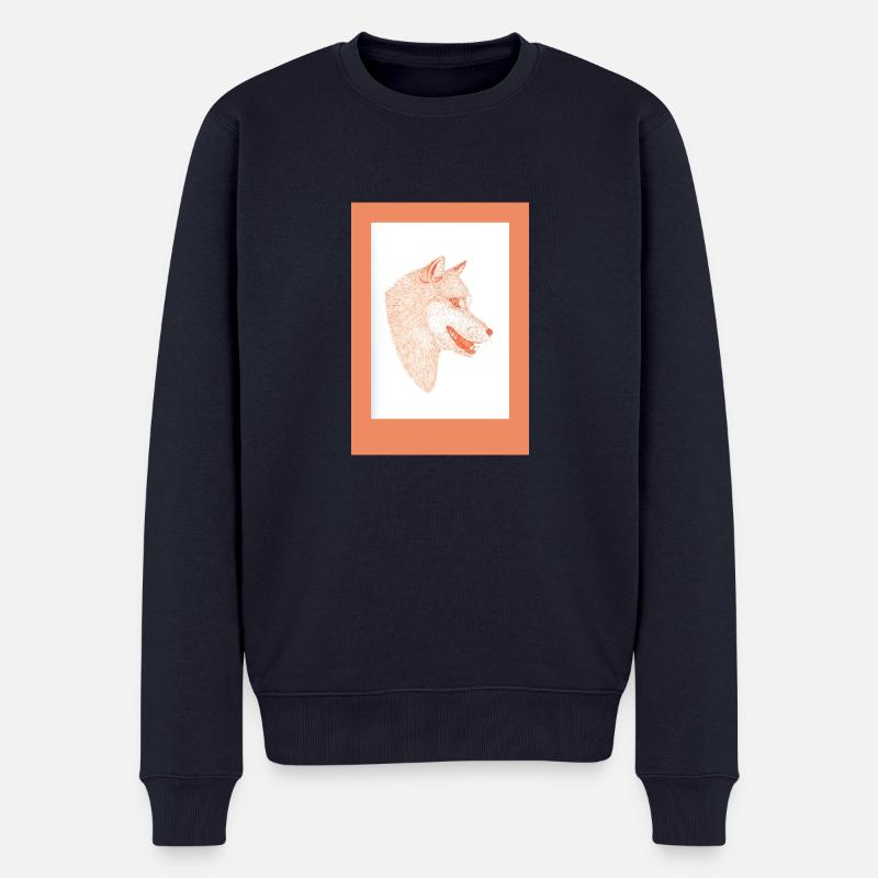 230815 Wolf 4 - Männer Premium Bio Pullover - Navy