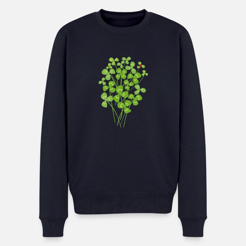 Marienkäfer Klee Glück - Männer Premium Bio Pullover - Navy