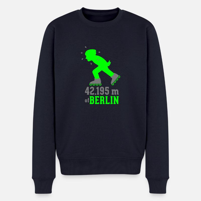 Inlineskating Marathon Berlin 42.195 m - Männer Premium Bio Pullover - Navy