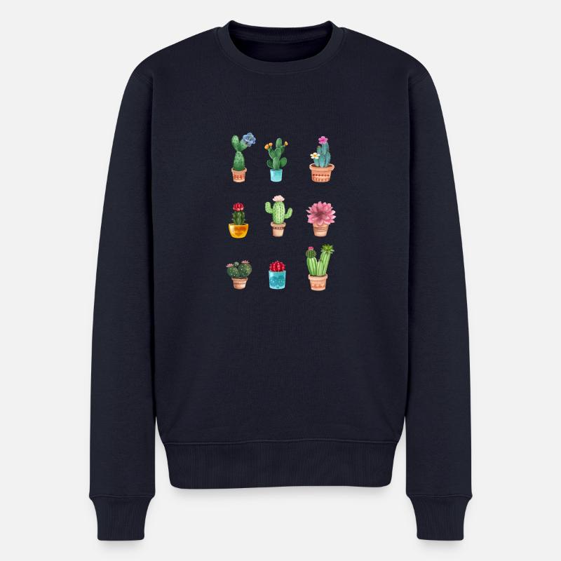Kaktus - Männer Premium Bio Pullover - Navy
