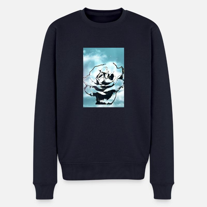 Blue Sky Blume - Männer Premium Bio Pullover - Navy