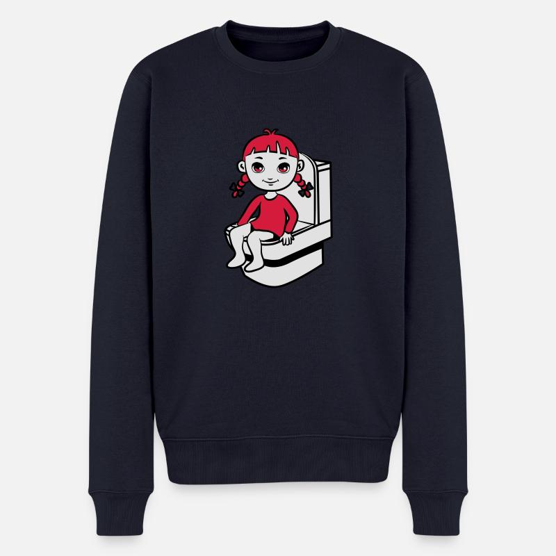 wc kleines mädchen - Männer Premium Bio Pullover - Navy