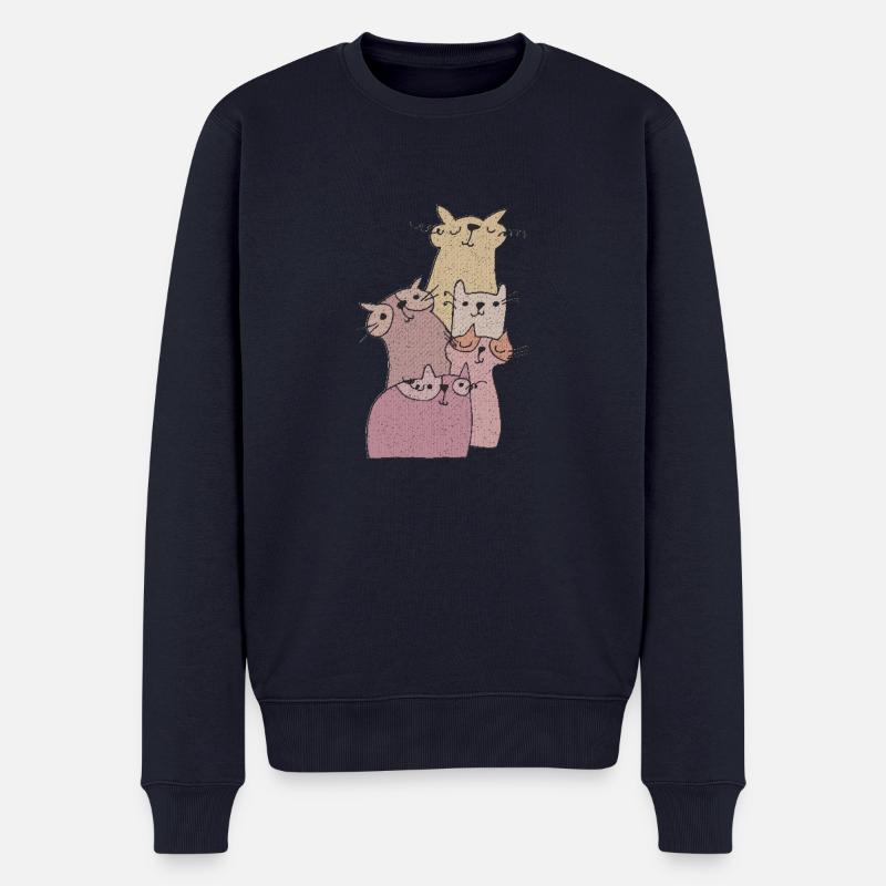 katzen treffen 2 - Männer Premium Bio Pullover - Navy