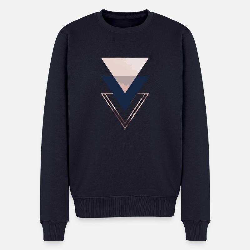 Triangles rose - Pull Premium bio Homme - bleu marine