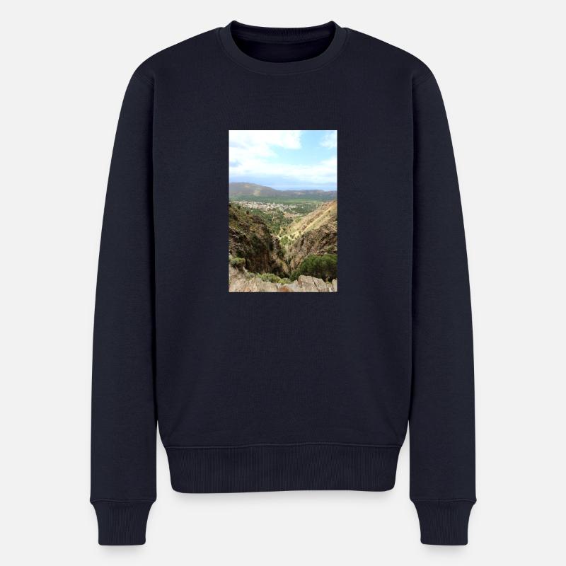 Berg Berge Berglandschaft Poster - Männer Premium Bio Pullover - Navy