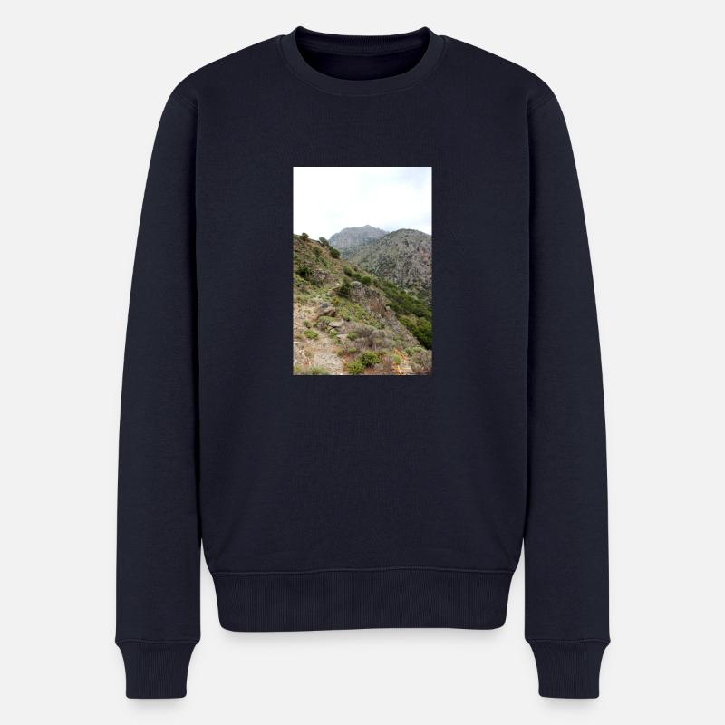 Berg Berge Berglandschaft Poster - Männer Premium Bio Pullover - Navy