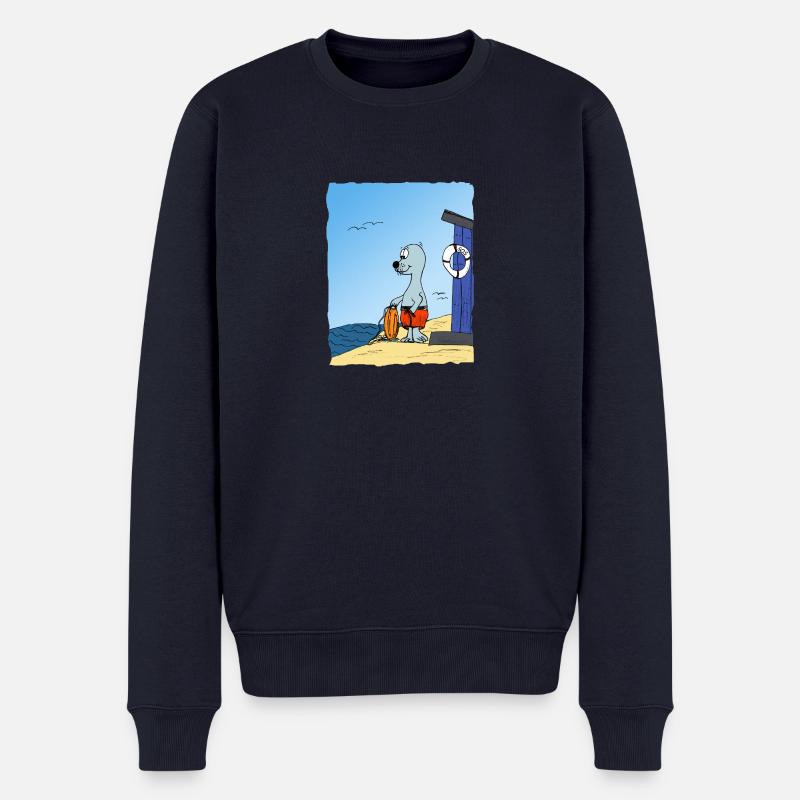 phoque mer - Pull Premium bio Homme - bleu marine