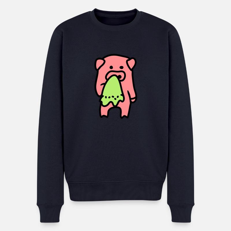 Schwein traurig / krank 3 - Männer Premium Bio Pullover - Navy