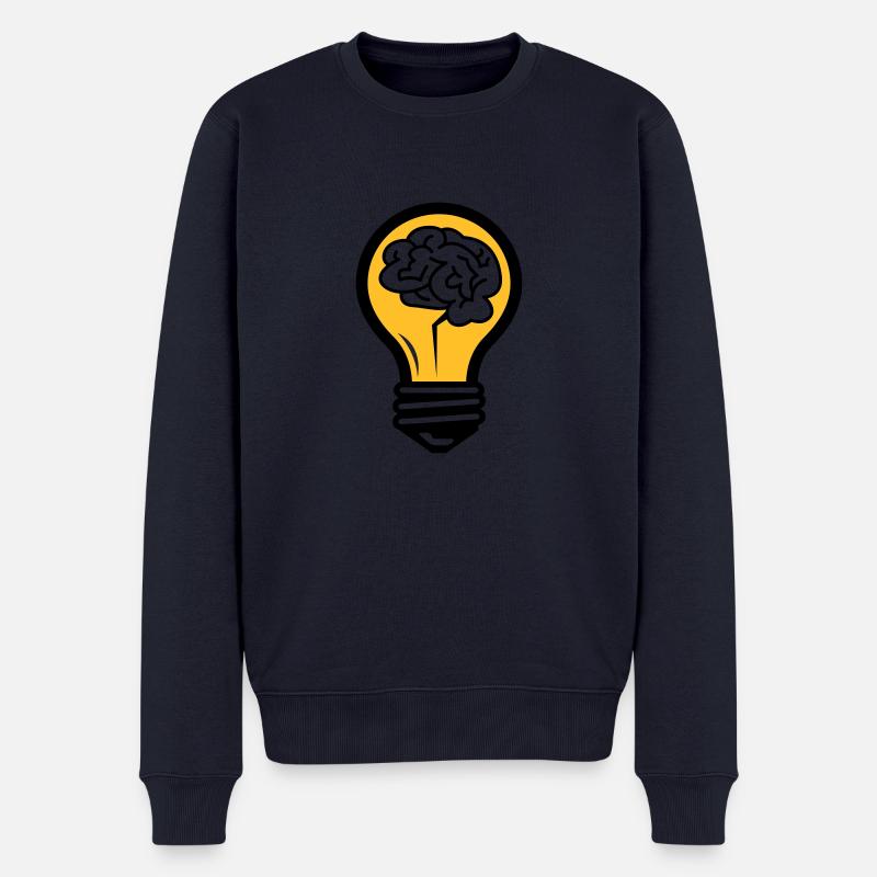 Glühbirne mit einem Gehirn - Männer Premium Bio Pullover - Navy