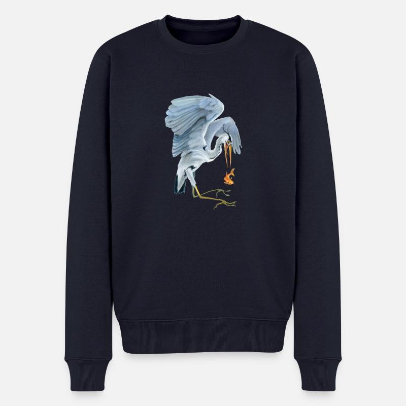 Fischreiher - Männer Premium Bio Pullover - Navy