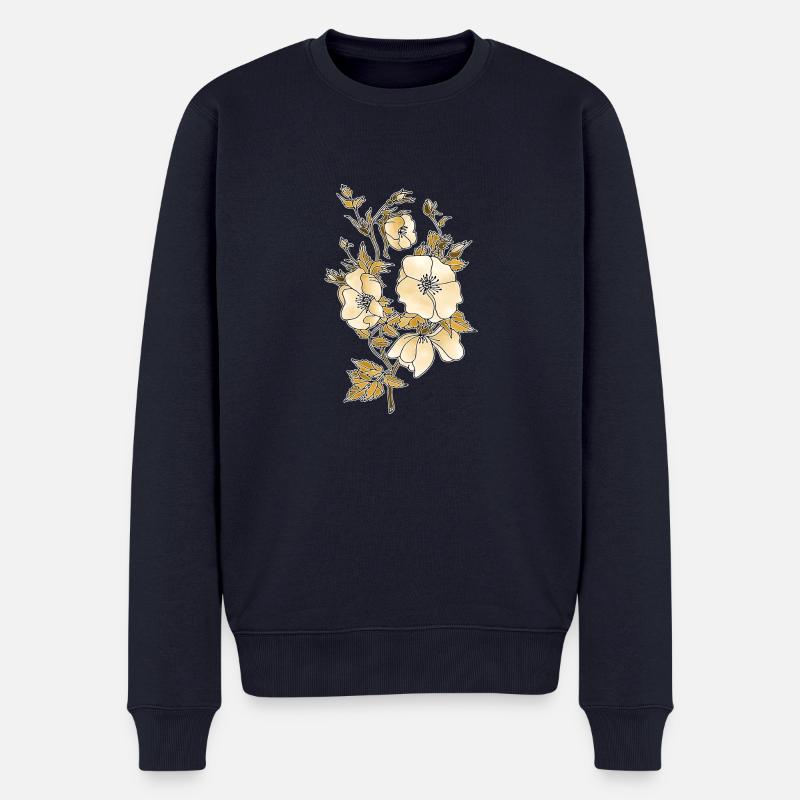 Blumen - Männer Premium Bio Pullover - Navy