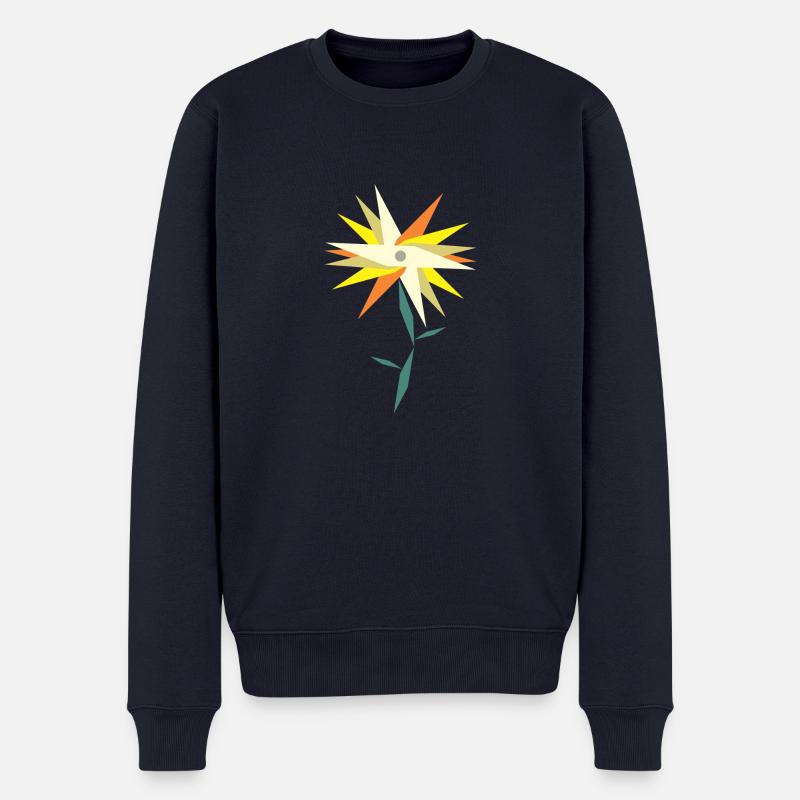 Fleur Low Poly - Pull Premium bio Homme - bleu marine