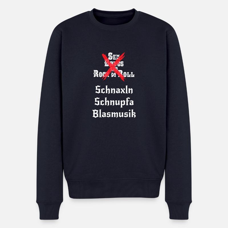 Schnaxln Schnupfa Blasmusik - Männer Premium Bio Pullover - Navy