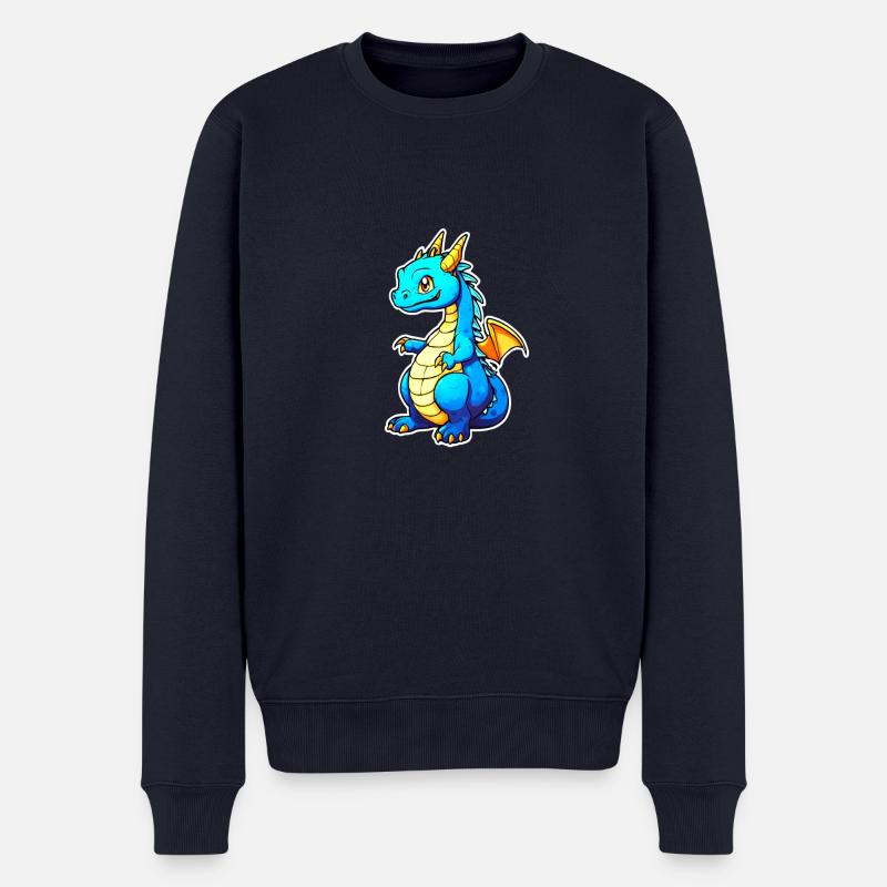Niedlicher Drache - Männer Premium Bio Pullover - Navy