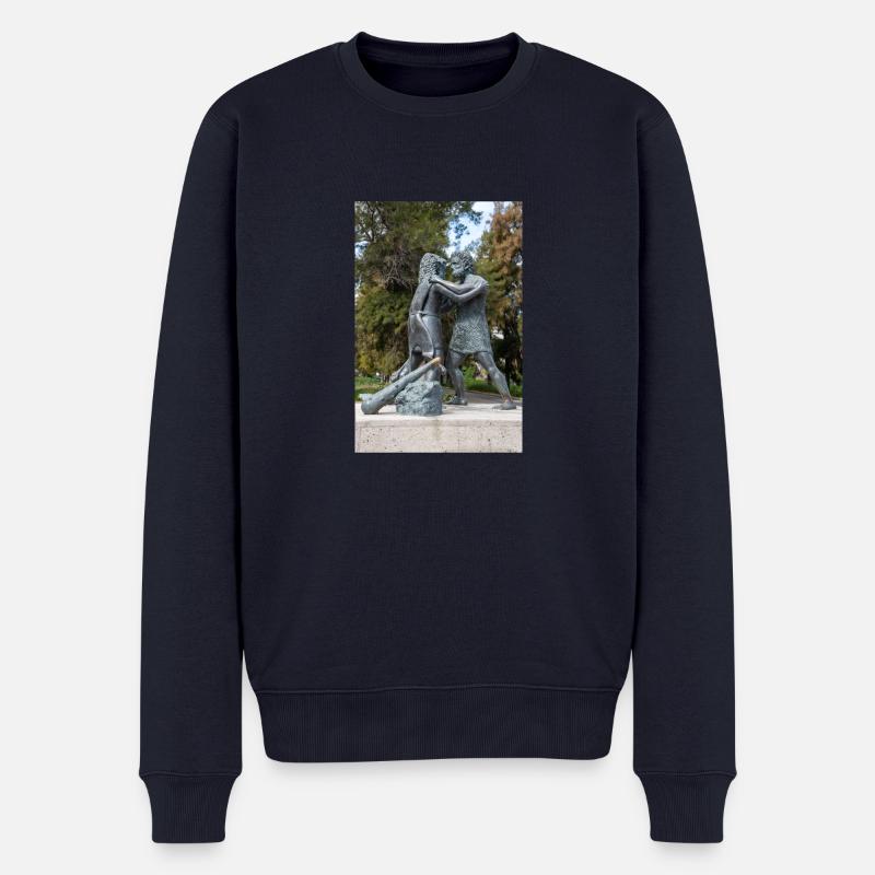 Statue des mythologischen Ringkampfes - Männer Premium Bio Pullover - Navy