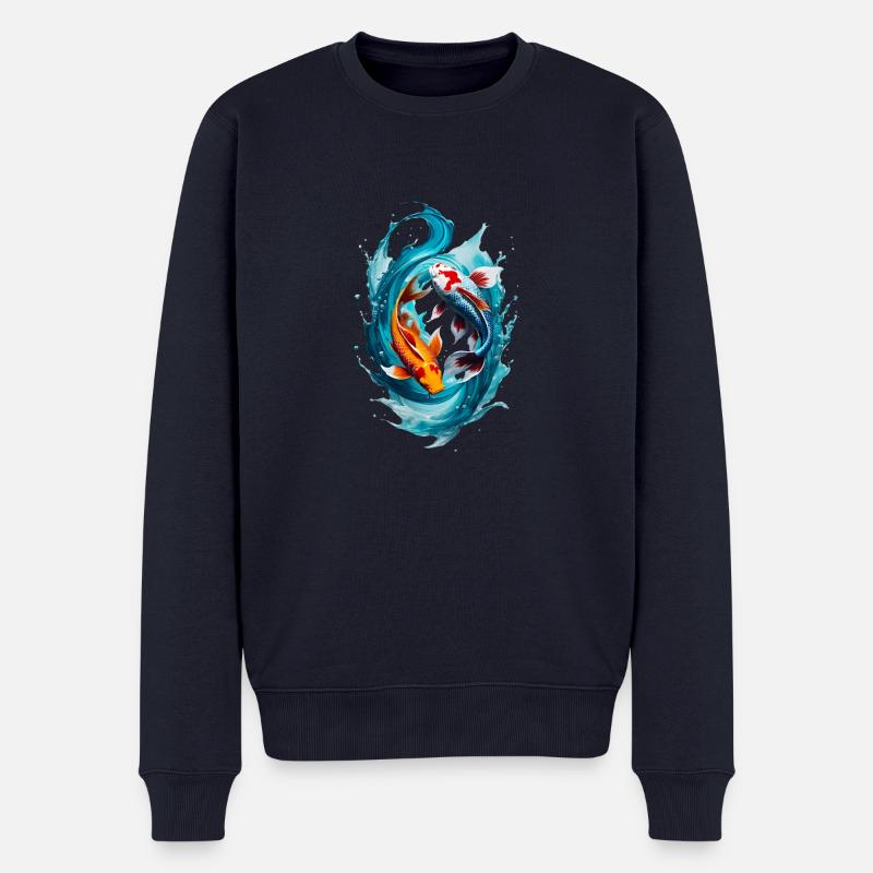 Fische - Männer Premium Bio Pullover - Navy
