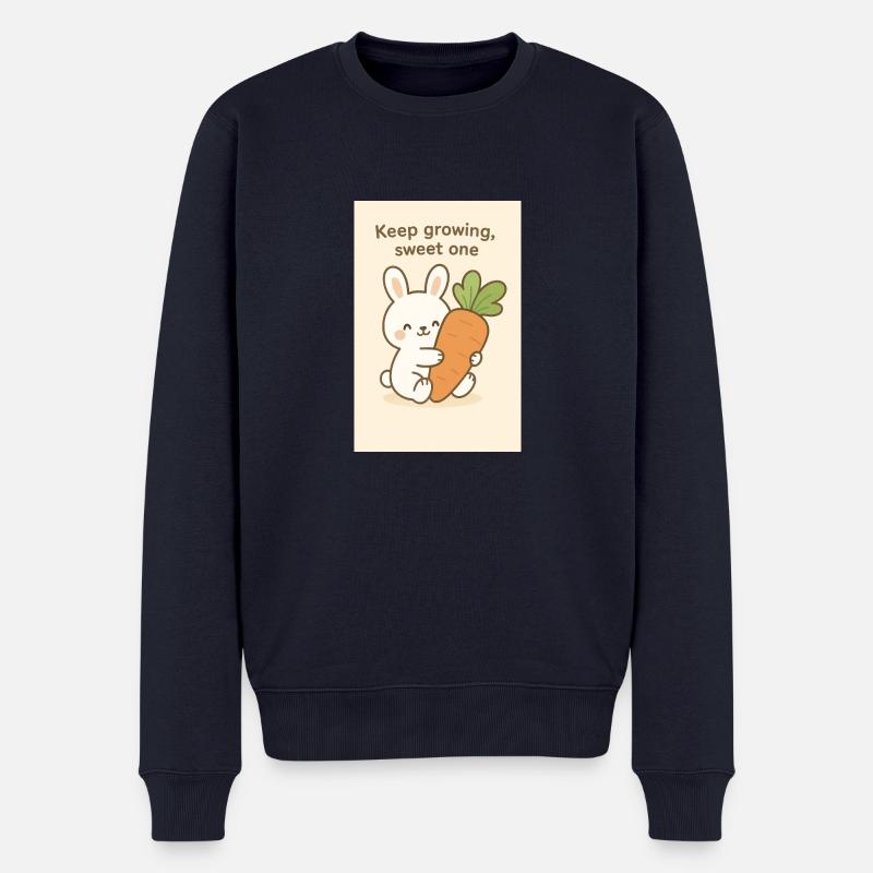Kawaii Bunny Umarmt Riesenkarotte - Männer Premium Bio Pullover - Navy