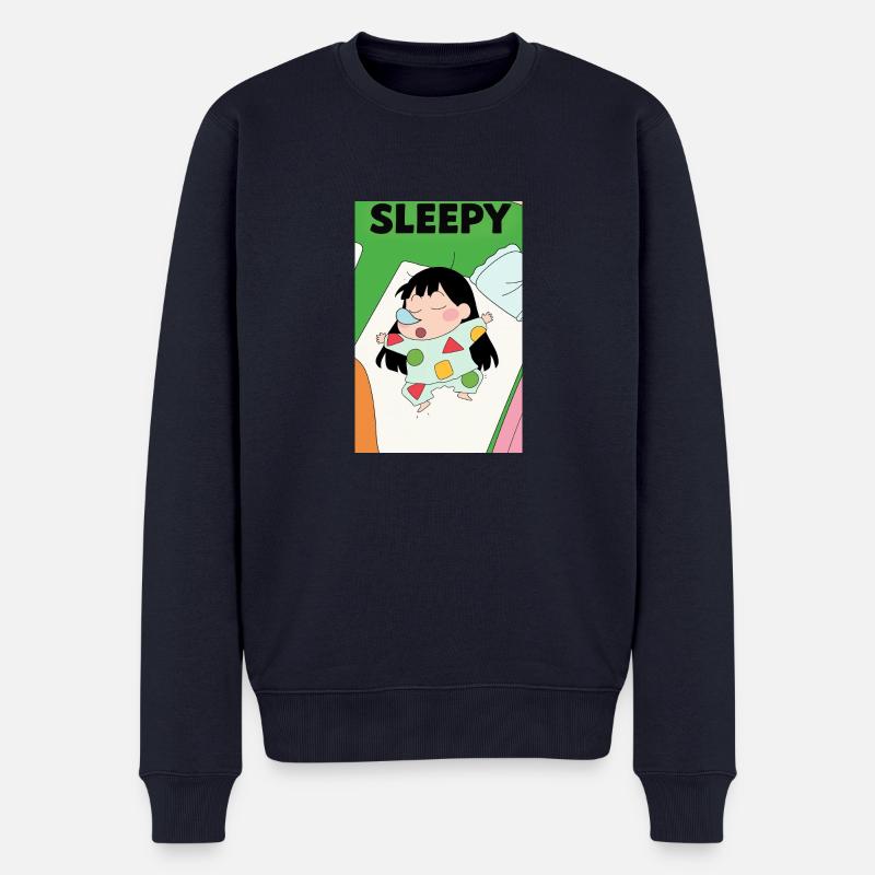 Schlafende Cartoon-Figur – Sleepy - Männer Premium Bio Pullover - Navy