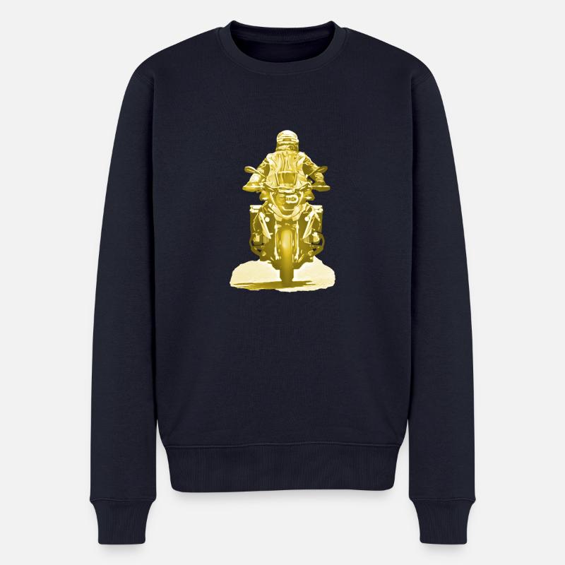 Motorradfahrer gold - Männer Premium Bio Pullover - Navy