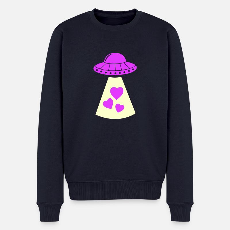ufo herz - Männer Premium Bio Pullover - Navy