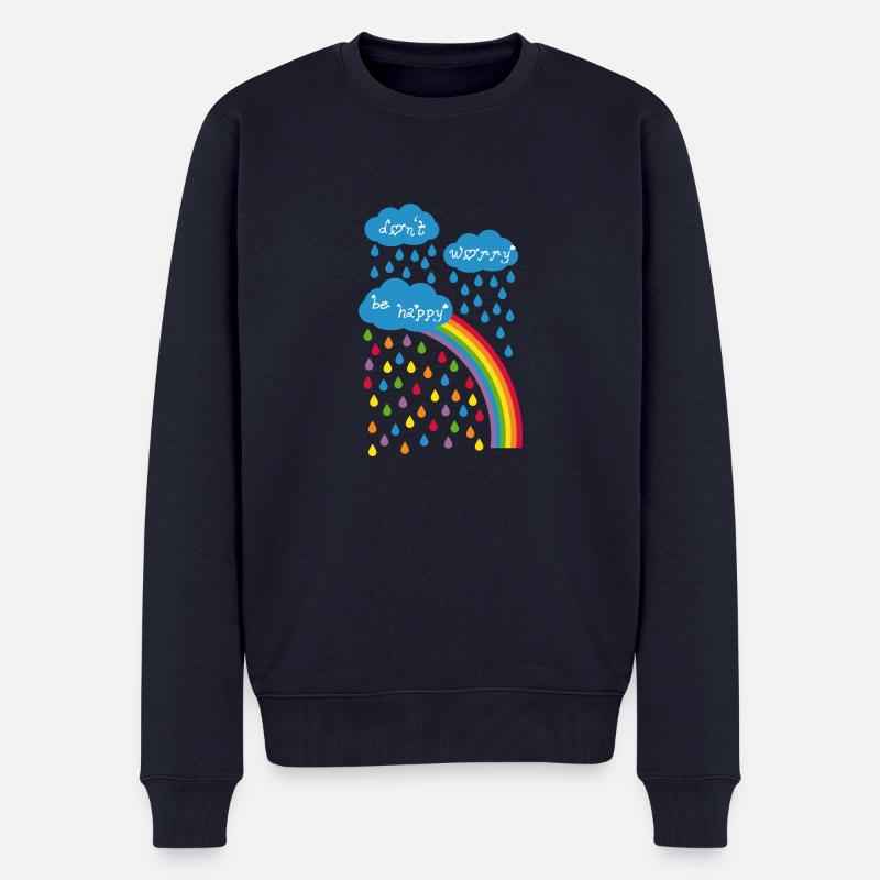 dont worry be happy - Männer Premium Bio Pullover - Navy