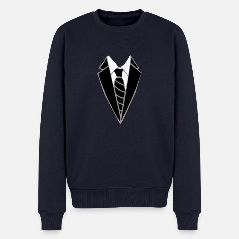 Faux costume - cravate - Pull Premium bio Homme - bleu marine