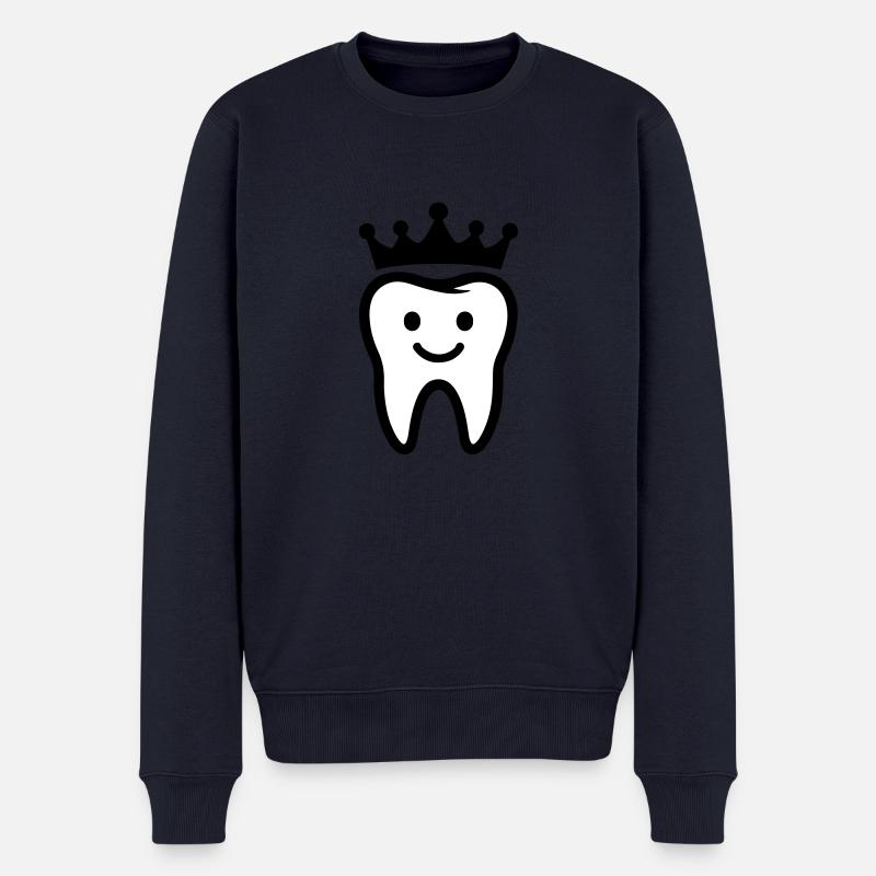 Zahn Krone - Männer Premium Bio Pullover - Navy