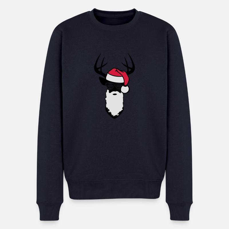 deer christmas santa - Männer Premium Bio Pullover - Navy