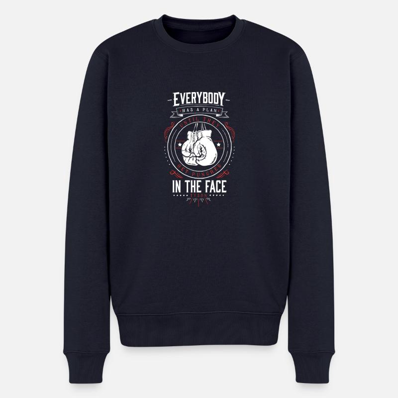 Boxer Design white/red - Männer Premium Bio Pullover - Navy