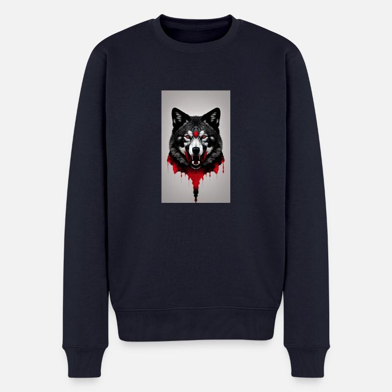 Gefährlicher Wolf - Männer Premium Bio Pullover - Navy