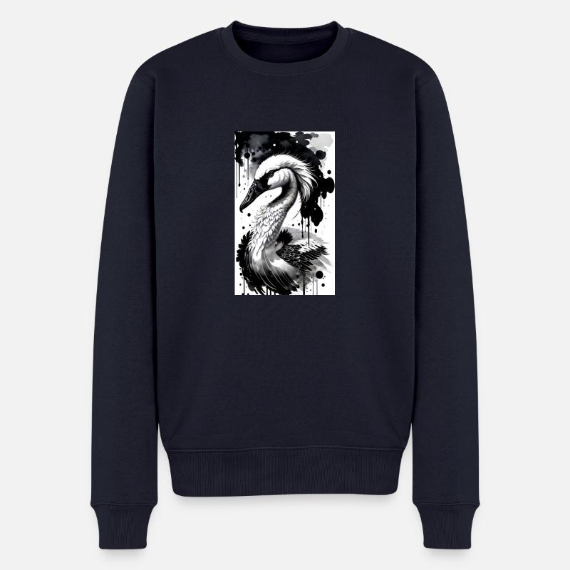 Eleganter Schwanensee - Männer Premium Bio Pullover - Navy