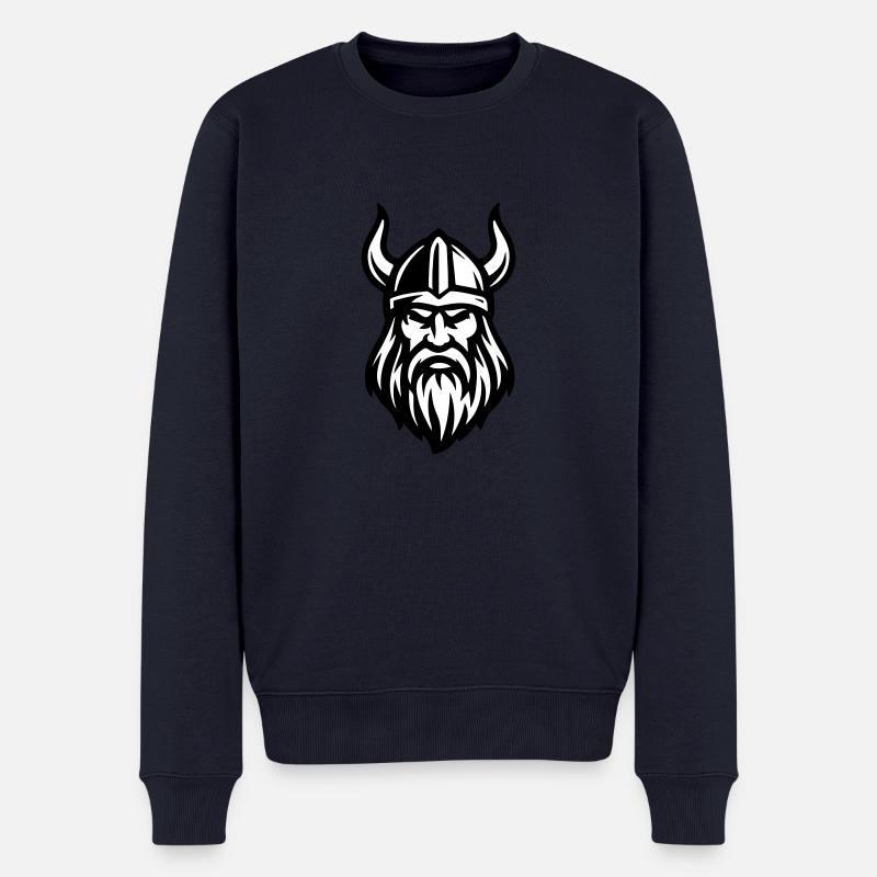 Wikinger Kopf - Männer Premium Bio Pullover - Navy