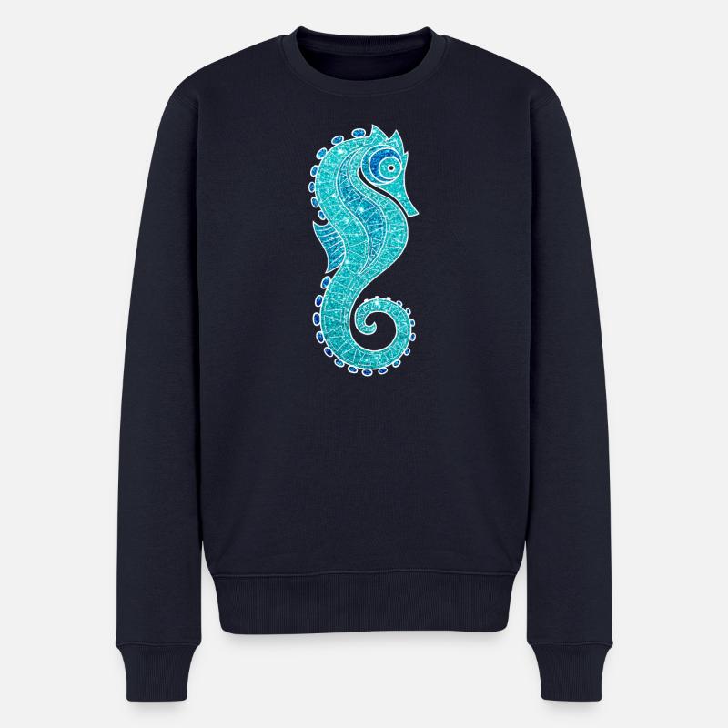 funkelndes Seepferdchen - Männer Premium Bio Pullover - Navy
